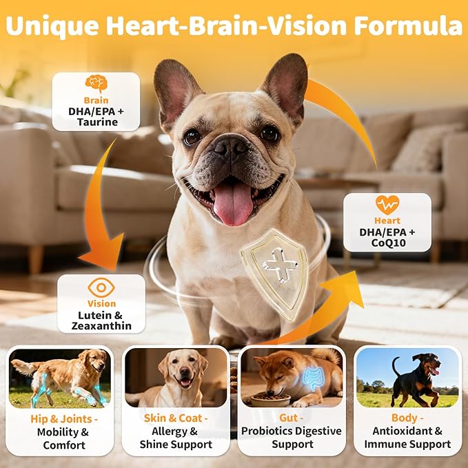 25-in-1 Dog Multivitamin Chews – All-in-One Daily Vitamins & Supplements for Dogs, Joint Support with Glucosamine MSM, Omega-3 Skin & Coat, Gut, Heart & Brain, All Breeds & Ages, Beef, 90Ct