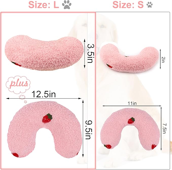 Mity Rain Calming Pillow - Large 14.2" x 9.4", Helps Relieve Dog Anxiety, Ultra Soft Neck Pillow for Joint Relief & Comfort, Pink