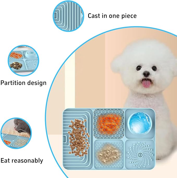 Slow Feeder Pet Licking Mat for Dogs & Cats - Food-Grade Silicone Non-Slip Pad, BPA-Free, Easy to Clean for Grooming & Bath Time