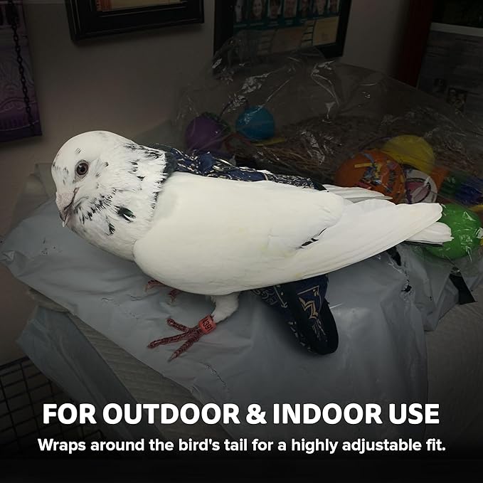 Bird Diaper, Wrap Around, for Larger Pigeons, Small Breed Hens and Roosters, Leak-Proof Design, Comfortable Fleece Strap Bird Harness with Sewn-in Liner & Secure Hook and Loop Closure - XS,Purple