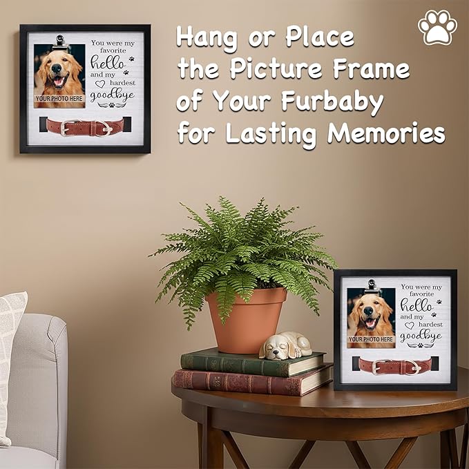 Dog Memorial Gifts for Loss of Dog, Loss of Dog Sympathy Gift Pet Loss Sympathy Frame Box with Collar Holder, Pet Cat Remembrance Bereavement Gift
