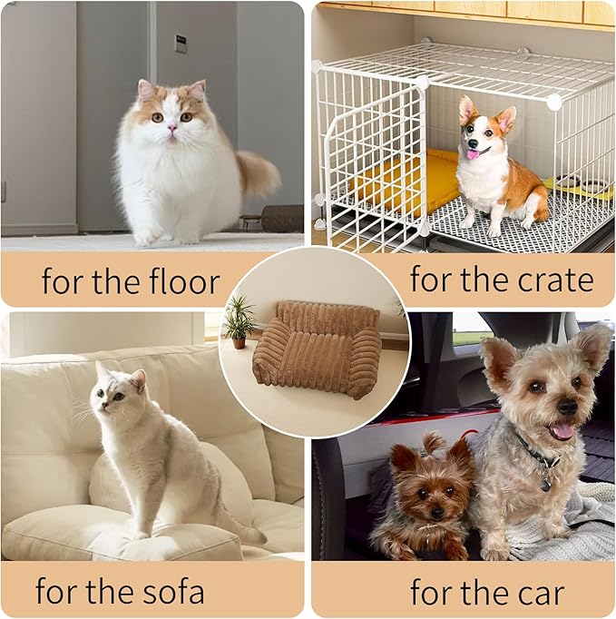 Indoor Pet Sofa Bed | Cat Sofa Bed, Soft Square Pet Bed, Indoor Non-Slip Cat Bed, Comfortable Plush, Suitable for Small to Medium Cats and Dogs (White, M(23.62 * 17.71 * 9.84in))