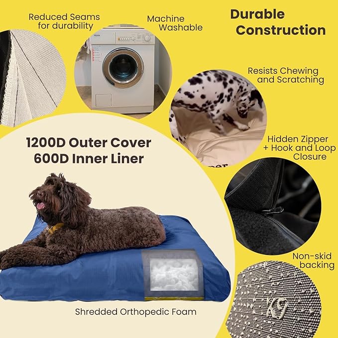 K9 Ballistics Tough Rectangle Pillow Dog Bed - Removable Cover, Washable, Durable & Water Resistant Dog Bed - XX-Large, Sage Green