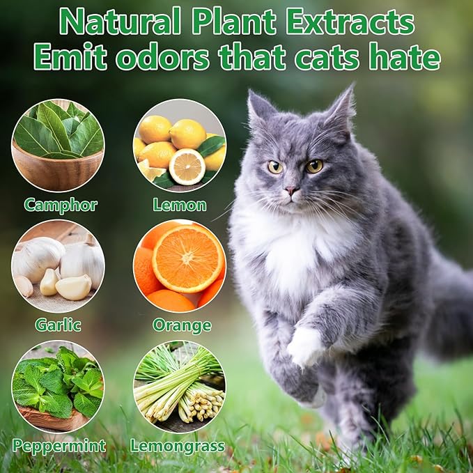VITAFOR Cat Deterrent Outdoor, 10 Pack Natural Peppermint Oil Cat Deterrent Balls Outdoor Indoor Keep Cats Out of Yard Garden Lawn Prevent Scratch and Chew (Green)