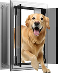 Dog Door for Wall, Energy Efficient French Doggy Door with Aluminum Frame, Telescoping Tunnel and Magnetic Flaps, Easy Install for Walls 4"- 7 7/8" Thick, Large