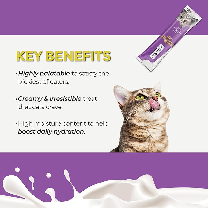 Fussie Cat Premium Tuna with Chicken in Goat Milk Puree, lickable cat Treats, 0.5oz Pouch Pack of 4