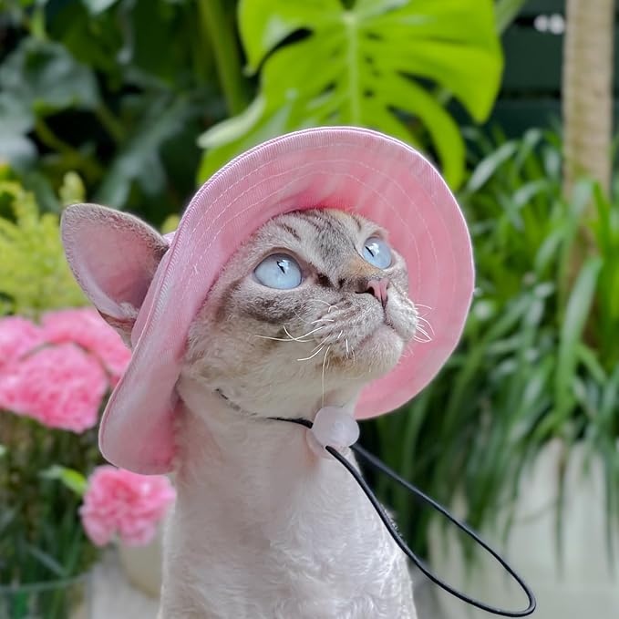 Pet hat with Ear Holes Sunscreen Baseball Cap Suitable for Small and Medium-Sized Dogs Outdoor Climbing hat in Summer Pet Products (Pink, Large)