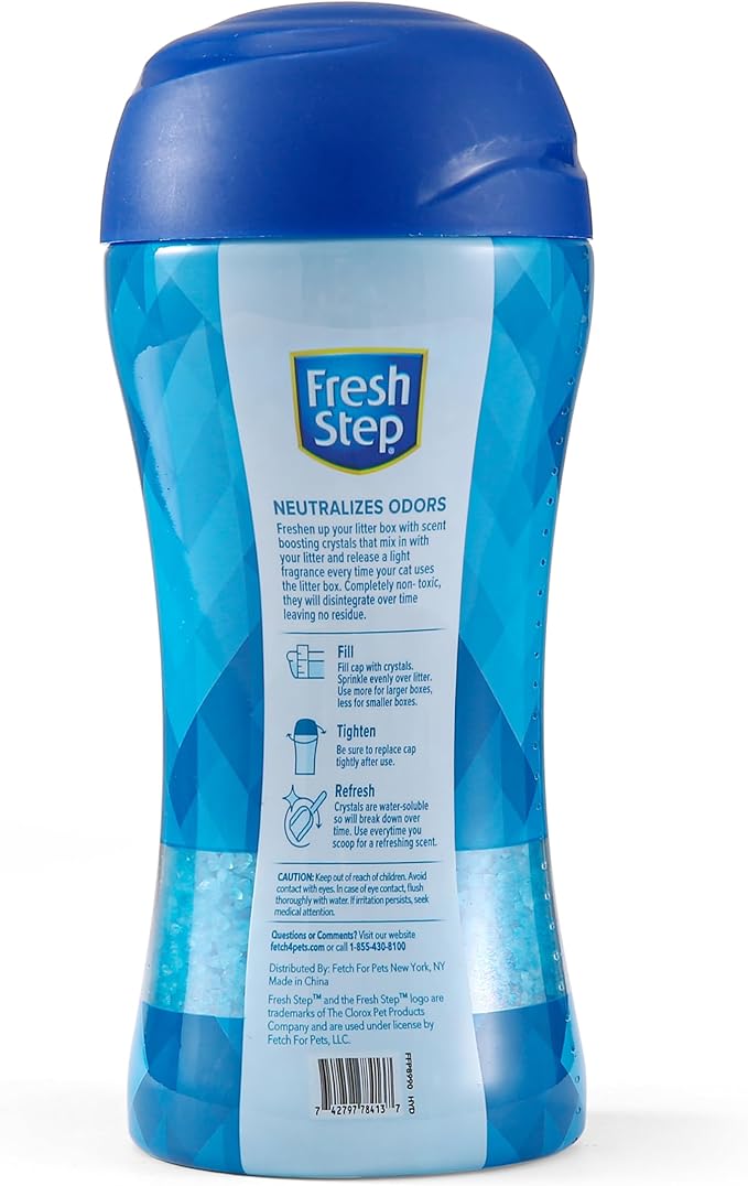 Fresh Step Cat Litter Crystals Deodorizer, Non Toxic Odor Neutralizing Crystals for Litter Boxes that Help Control Smells and Keep Home Areas Fresh, Fresh Scent, 15 Ounce