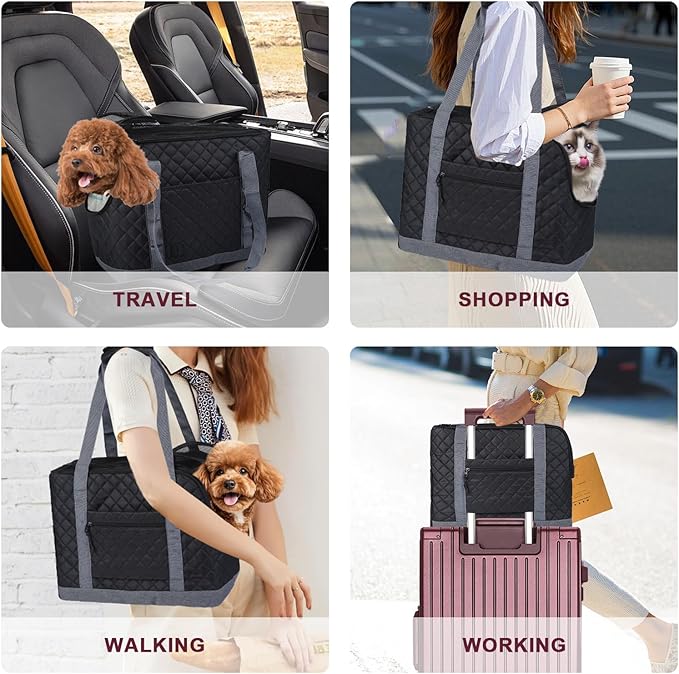 Dog Carriers for Small Dogs Puppy Purse Carrying Bag for Dog 0-11lbs Tote Bag Carrier with Pocket for Cat,Dog,Rabbit Under 11lbs Outdoor Puppy Carrier (Black, L15 * W7.5 *H 11.8 ")