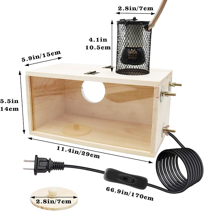 Bird House Incubator, Bird Nesting Box with Heat Lamp, 75W Ceramic Heat Emitter Heater Lamp, Birdcage Accessories, Suitable for Parrot Parakeet Cockatiel Lovebirds Budgie