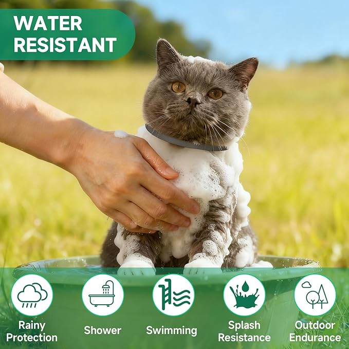 4 Pack Flea Collar for Cats, 32 Months Flea and Tick Prevention for Cats, Cat Flea Treatment, Adjustable Cat Flea Collars, Waterproof Cat Flea and Tick Treatment Collar, Flea Treatment for Cat, Grey