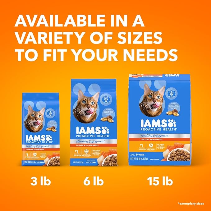 IAMS Healthy Enjoyment Dry Cat Food Chicken & Salmon Recipe, Cat Food Dry Recipe, 15 lb. Bag