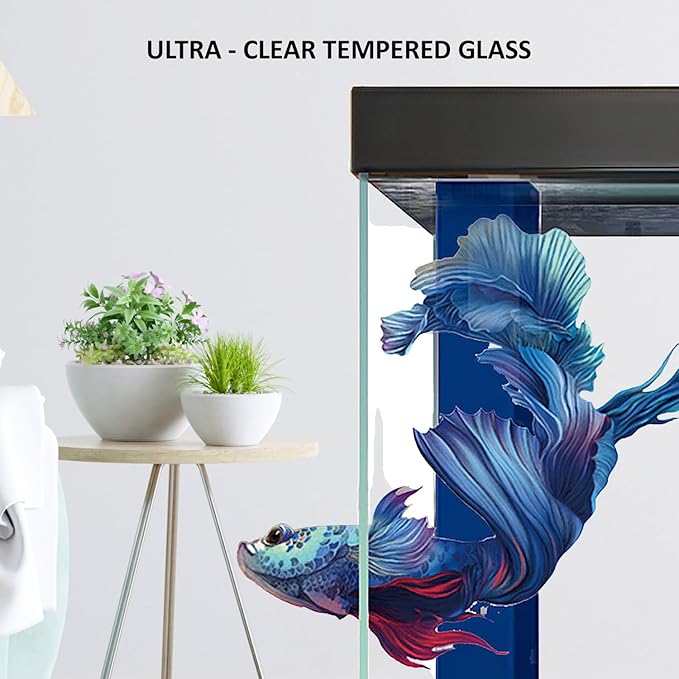Aqua Dream 230 Gallon, All-in-One Aquarium Fish Tank with Tempered Ultra-Clear Glass, Includes Cabinet Stand, Multi-Chamber Filtration Sump, Filter Media, 1450 GPH Water Pump - White/Silver