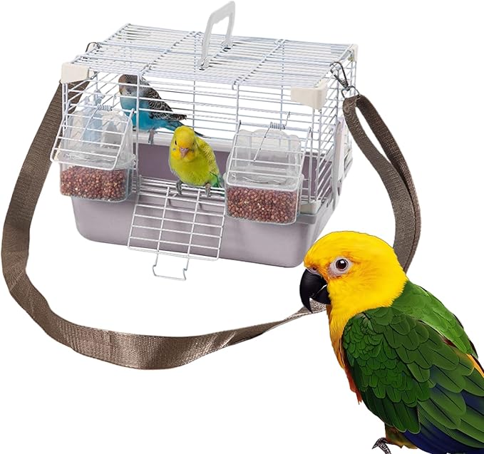Small Bird Carrier - Heavy Duty Travel Cage with Comfortable Grip, Compact Ventilation Structure, Sturdy Locking Door System, Breathable Design | Portable Pet Enclosure for Peony Parrots, Pearl