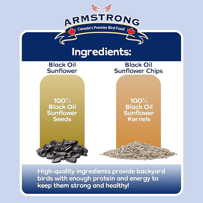 Armstrong Wild Bird Food Combo Pack – Black Oil Sunflower Bird Seed, 25 Pounds and Black Oil Sunflower Chips, 4 Pounds – Ideal for Outside Feeders