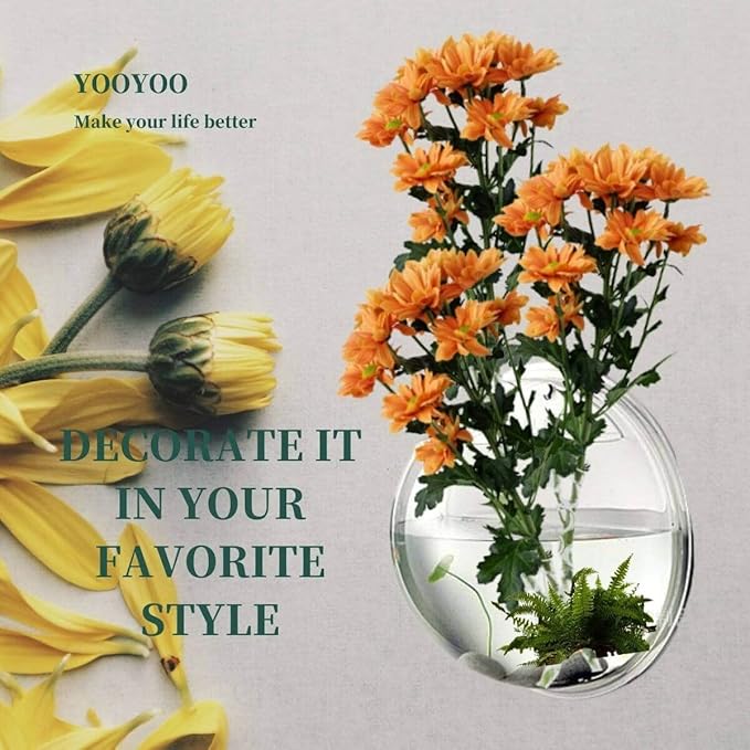 Wall Mounted Fish Tank, Wall Hanging Fish Bowl, Wall Fish Bubble Tank, Wall Aquarium Clear Acrylic Plant Bowl, Wall Planter Flower Pot, Wall Beta Fish Hotel. Creative Home Decoration (11.6 inches)