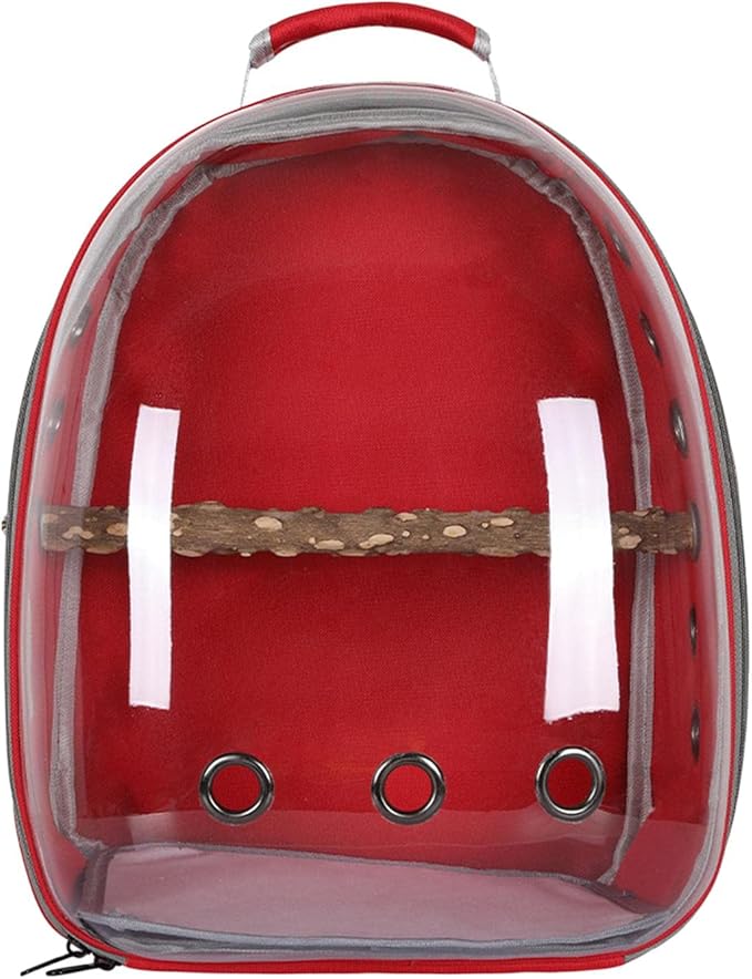 Bird Carrier Bag Pet Backpack Parrot Cage Adjustable Travel for Cockatiels, Red 32x26x41cm
