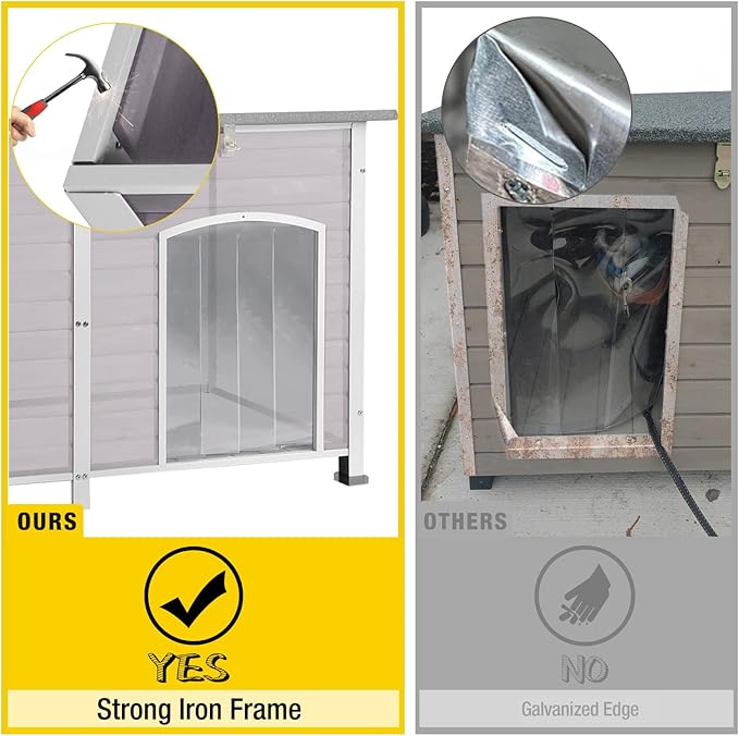 Aivituvin Heated Dog House Outdoor 59" Extra Large Insulated Dog Kennel with Heater for Winter,Waterproof Dog Cage for Large & Medium,Small Dogs,All-Around Iron Frame
