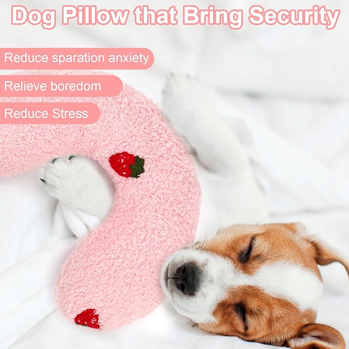 Mity Rain Dog Anxiety Relief Pillow, Ultra Soft High Density Calming Pillow for Joint Relief Sleeping Improve, Pet Calming Toy Pink