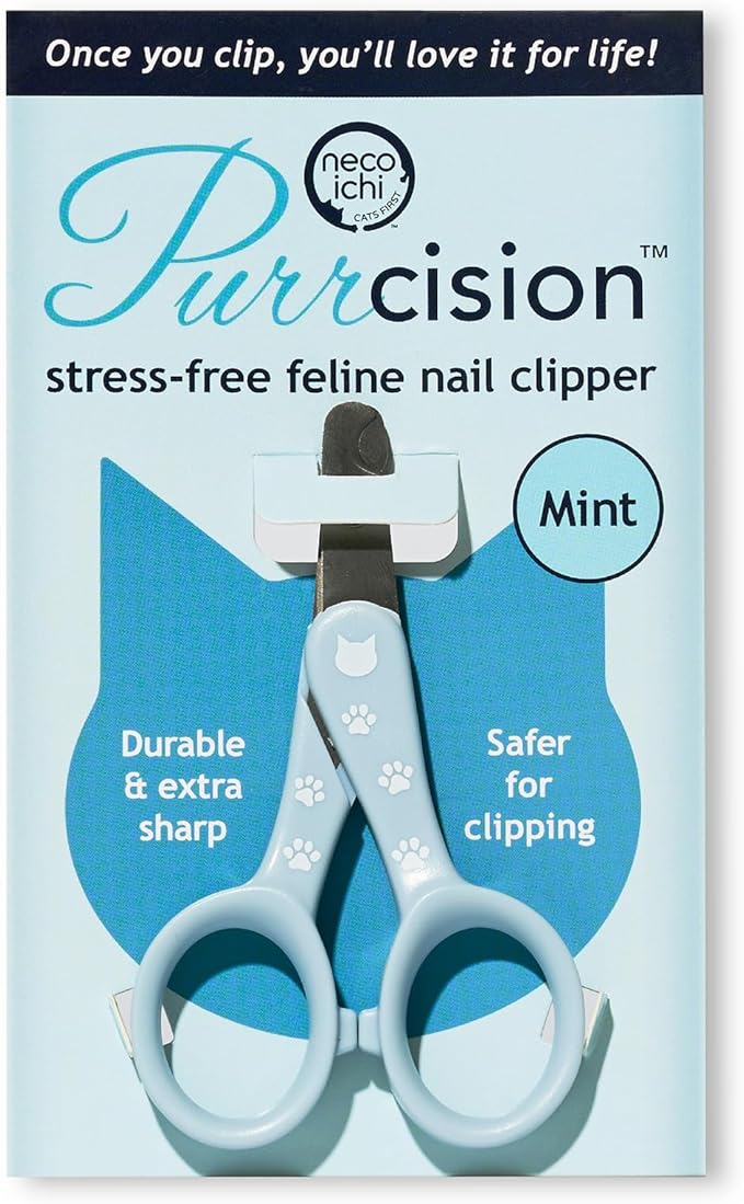 NecoIchi - Purrcision Feline Nail Clippers | Ultra-Sharp Cat Nail Clipper for Safe Trimming | Stainless Steel Blades, Cat Claw Clippers, Ideal for Indoor Cats (Mint)