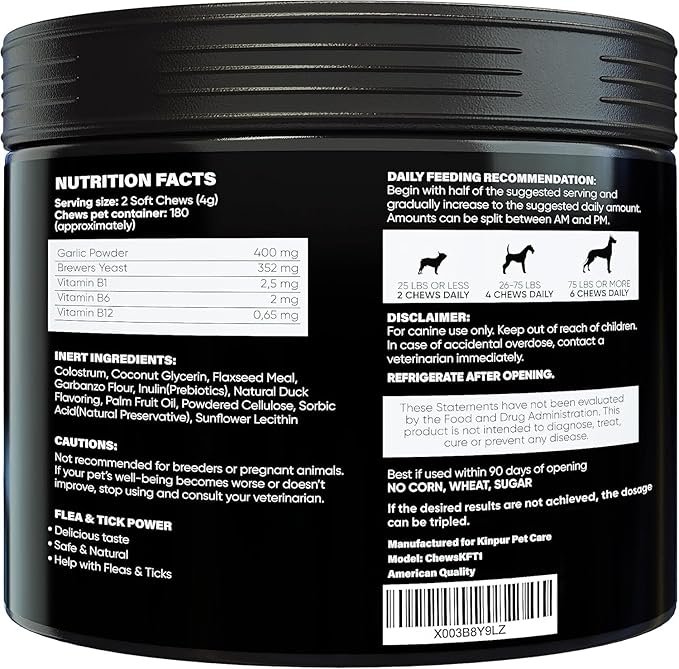 Flea & Tick Chewables for Dogs – Duck Flavored – 180 Soft Chews – Mess-Free Support – for All Breeds and Sizes
