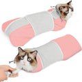 Supet Cat Grooming Wrap for Cutting Nails, Self-Adhesive Anti-Scratch Swaddle with Bite-Proof Mesh Hood & Thick Waist Strap Anti-Escape Bag for Nail Trimming, Medication, Ear Cleaning (Pink S)