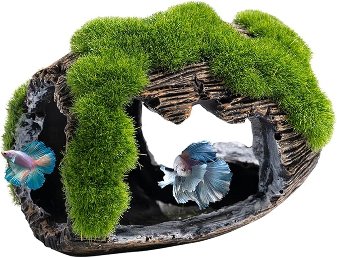 Betta Broken Barrel Decor Fish Tank Accessories, Resin Fish Hide Cave Aquarium Decoration Fish Tank Toys Hole Accessories (Large)