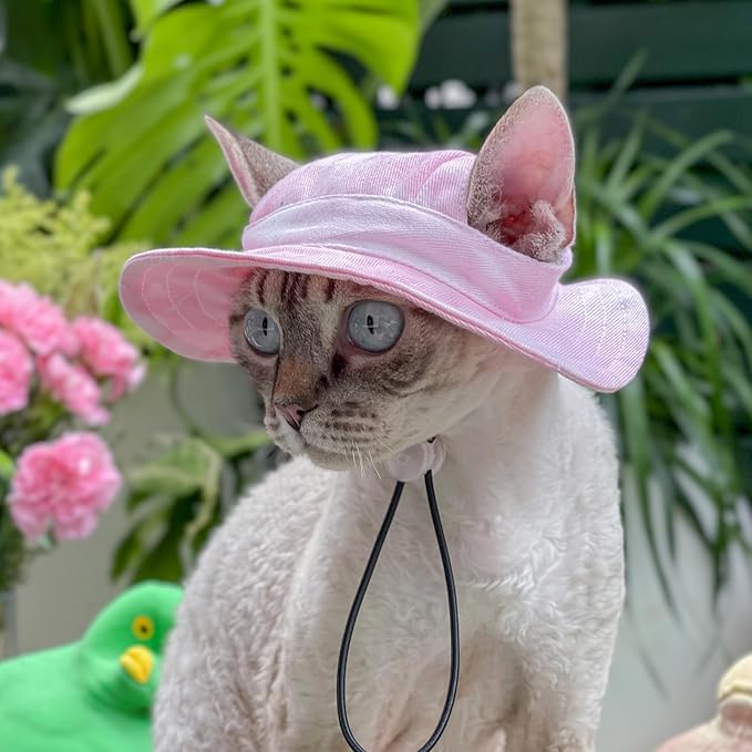 Pet hat with Ear Holes Sunscreen Baseball Cap Suitable for Small and Medium-Sized Dogs Outdoor Climbing hat in Summer Pet Products (Pink, Medium)