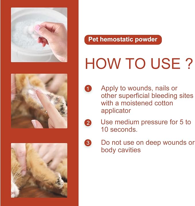 hejhncii 50g Medicated Powder for Bleeding Styptic Powder for Dogs Cats Pet Dogs Cats Skin Care Styptic Powder Pet Styptic Powder