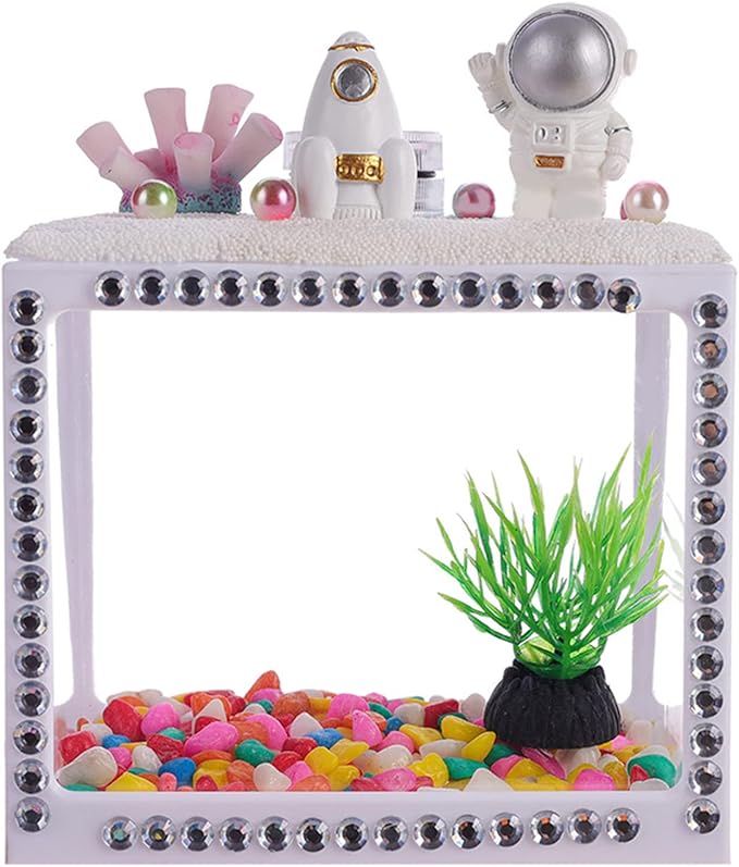Small Betta Fish Tank Plastic Fish Bowls Single Fish Aquariums Clear Cube Tanks for Feeding Box DIY Craft Acc Plastic Bowls Small Betta Fish Tank Decorations