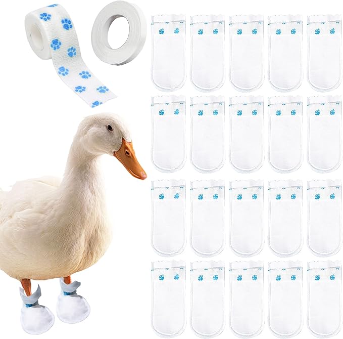 Disposable Boots for Real Duck Feet, Bumble Foot for Duck Supplies with Bandage, Large Size (Blue, 20 PCS)