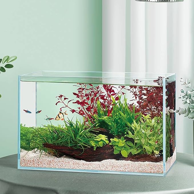 Ultra Clear 4 Gallon Rimless Low Lron Aquarium Tank, 10" L × 10" W × 10" H (25cm x 25cm x 25cm) 1/5 inch Thickness Ultra HD Glass Fish Tank with Black Nano Foam Leveling Mat Included