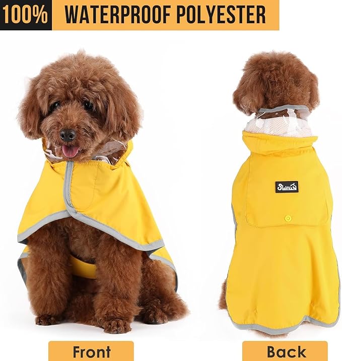 Lukovee Dog Raincoat, Adjustable Dog Rain Jacket with Clear Hooded Double Layer for Large Medium Small Dogs Puppies, Waterproof Rain Coat Poncho with Reflective Storage Pocket & Rim (Y,XL)