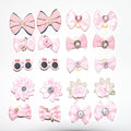 Dog Hair Bows, 20 Pack Pink Pet Accessories with Rhinestones and Pearls, Decorative Grooming Bows for Small to Medium Dogs