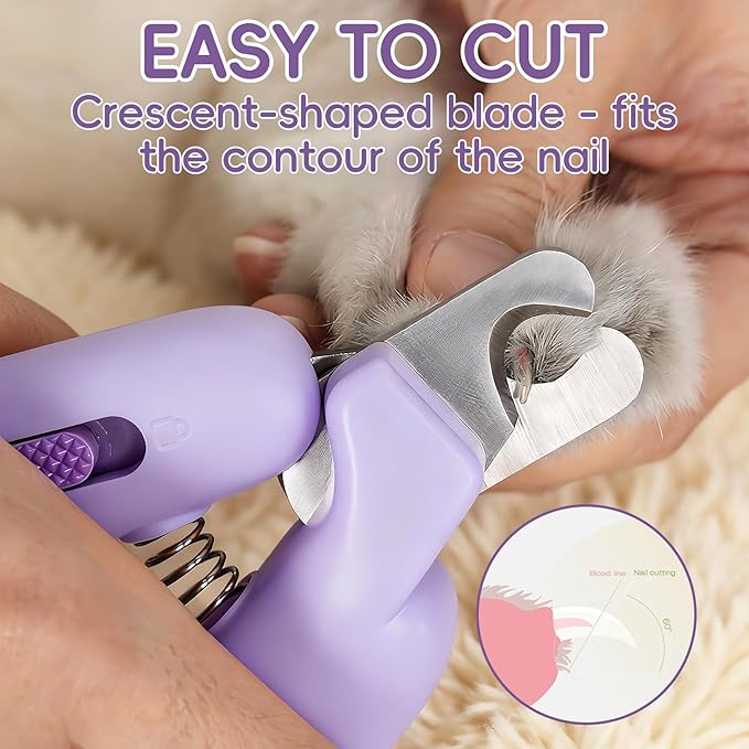 Dog Nail Clippers,Dog Nail Trimmers for Small Medium Dogs and Cats - Professional Grooming Tool with Safety Lock, Sharp Stainless Steel Blade Prevents Splitting, Includes Nail File (Purple-mini)
