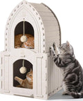 Apasiri 2-Story Cat House for Indoor Cats: Convertible 2-in-1 Felt Cat Condo, Scratch-Resistant, Hideaway Cave for Multi Small Pet Kitten to Relief Anxious, Transitional Modern Cat Furniture