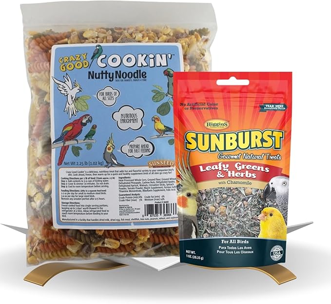 GROVE Sunseed Crazy Good Cookin' 12 oz Bundle with Gourmet Avian Treat – Cookable, Nutritious Treat for Parrots, Cockatoos & Pet Birds – Fun & Flavorful Diet Variety – Gift Set (2 Items)