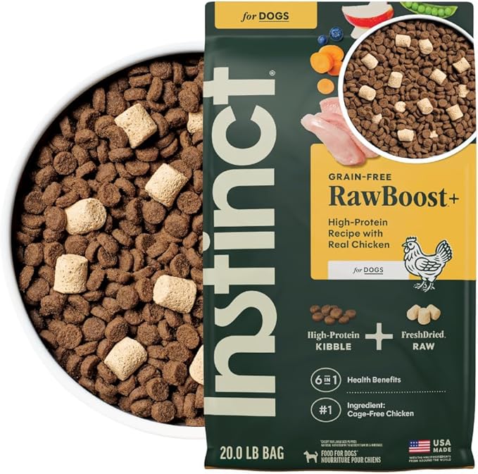 Instinct RawBoost, Natural Dry Dog Food with Freeze-Dried Pieces, High Protein, Grain-Free Recipe - Real Chicken, 20 lb. Bag