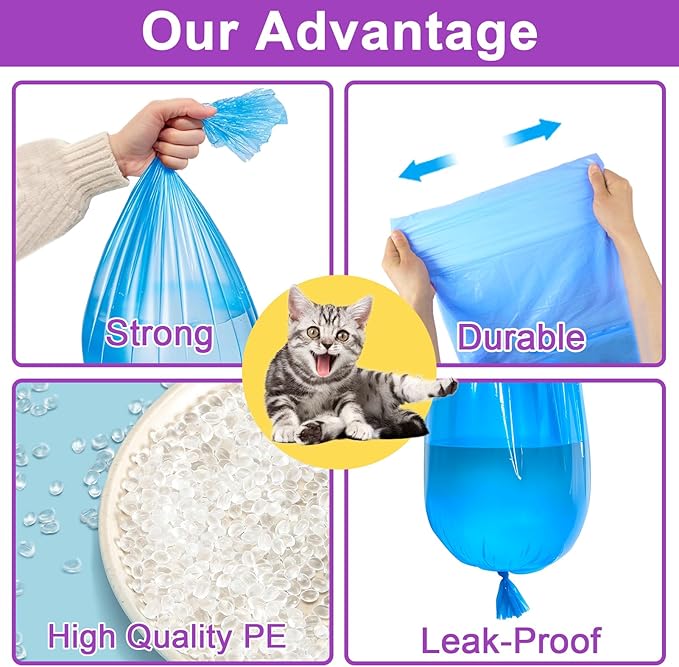 Upgraded Cat Litter Refill Bags|8-Pack Cartridges Compatible with Genie Cat Litter Refills Standard,Plus and Style Pail |7-Layer Superior Odor Control (NOT Compatible with XL)