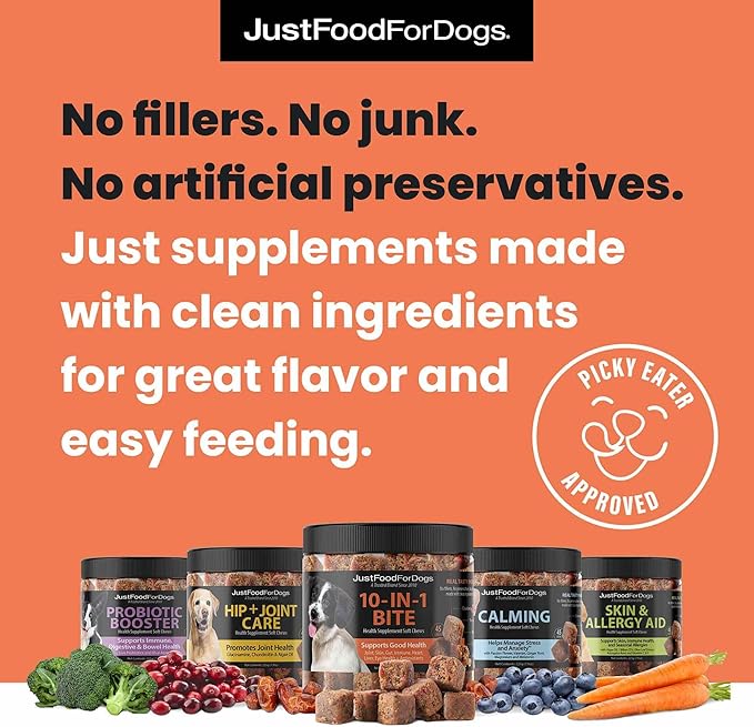 Just Food for Dogs Hip and Joint Supplement for Dogs, Human Grade Glucosamine Chondroitin Dog Supplements, Multivitamin Soft Chews, Omega 3 Oil, Superfood Blend, Plant Based Dog Vitamins - 45 Count 3