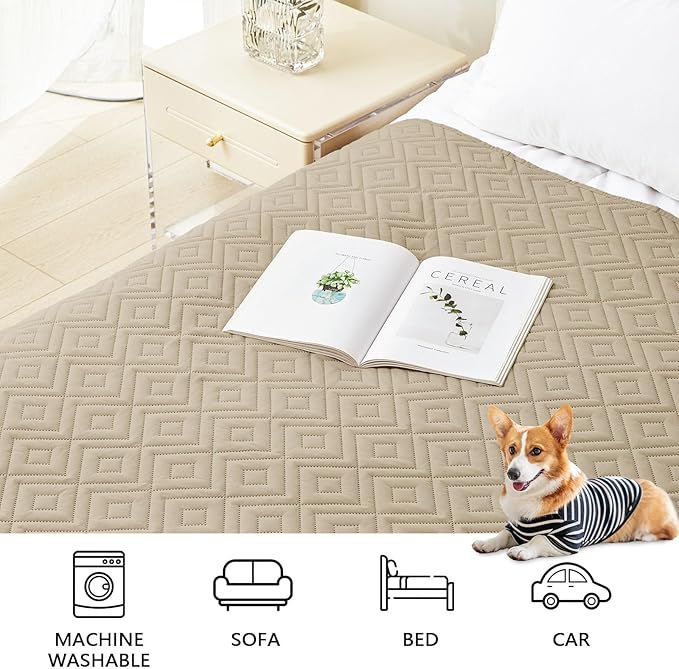 hyha Waterproof Dog Blanket, Soft Pet Bed Blankets, Waterproof Sofa Couch Cover for Dogs Washable, Reversible Pet Couch Covers for Sofa Furniture (30x70 Inch, Taupe/Beige)