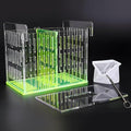 Aquarium Acrylic Breeding Box with Extendable Net - Fish Tank Breeder Box, Isolation Acclimation Hatchery for Saltwater & Freshwater Baby Fish, Shrimp, Betta (Green, 7.4x5.3x6.3 in)