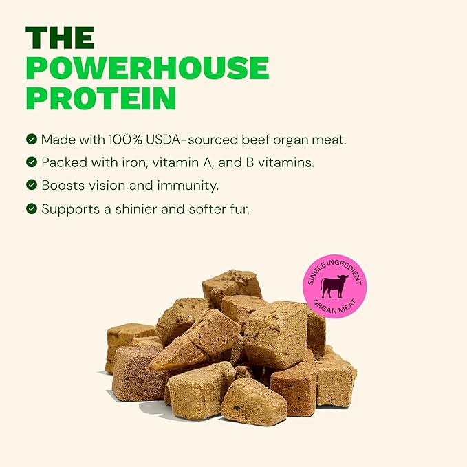 Get Joy Freeze Dried 100% Beef Liver Dog Treats, 16oz | Single Ingredient Organ Meat, High Protein Raw Dog Food Topper, Snack & Training Rewards | Grain Free, Gluten Free, Filler Free