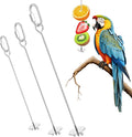 3 Pcs Bird Cage Food Holder, Stainless Steel Fruit Vegetable Skewer Bird Feeder for Cage Hanging Foraging Toys for Parrot Parakeet Small Animals Birds Cage Accessories