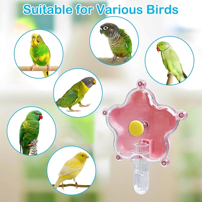 BNOSDM Bird Foraging Toys Cockatiel Foraging Wheel Parrot Cage Spinning Toys Parakeet Enrichment Puzzle Feeder Toy for Budgies Lovebirds Canaries (Pink)