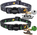 2 Pack Breakaway cat Collars with Bell,Safety Quick Release Pendant Cute Kitten Collar,Adjustable 20-30cm (Halloween3, 20-30cm)