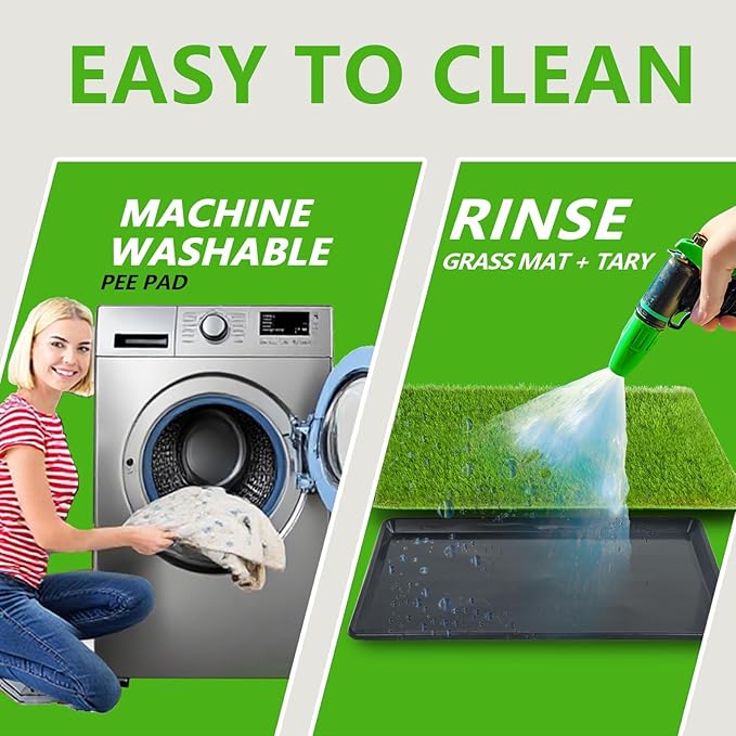 Reusable Dog Loo System with Artificial Grass Turf&Pee Pads&Tray, for Puppy Potty Training is Portable&Easy to Clean,35x23in Large Dog Litter Box Toilet for Indoor/Outdoor use