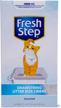 Fresh Step Jumbo Drawstring Cat Litter Box Liners, Unscented Heavy Duty Kitty Litter Bags for X-Large Oval or Rectangle Pans, Helps Contain Mess, Easy Lift Out Cleanup, 36 x 19 in, 15 Count