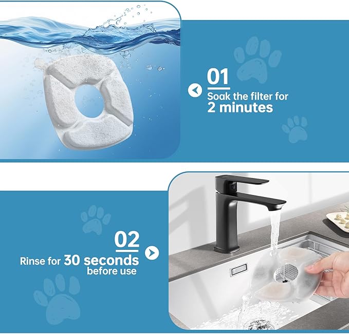 28 Pcs Cat Water Fountain Replacement Filters-14 Pack Cat Fountain Filters with 14 Pack Sponges, Enhanced Compatibility Pet Fountain Filter Fit for 95oz/2.8L 135oz/4L 67oz/2L Pet Drinking Fountain
