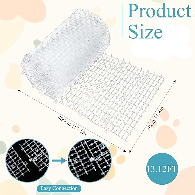 13FT Scat Mat for Cat, Cat Deterrent Mat with Spikes for Indoor & Outdoor Use Humane Cats Repellent Fence to Keep Animal and Dog Away from Furniture Plants Yard Garden